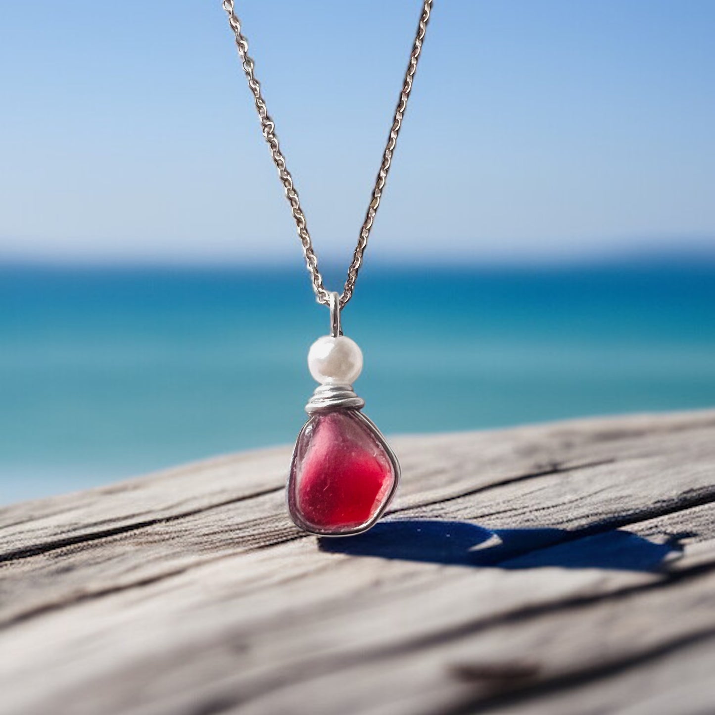 Canary Island Rare Pink Multi Sea Glass Pendant