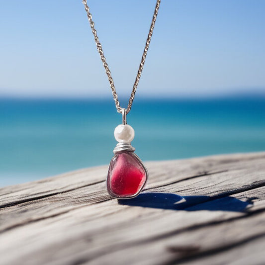 Canary Island Rare Pink Multi Sea Glass Pendant