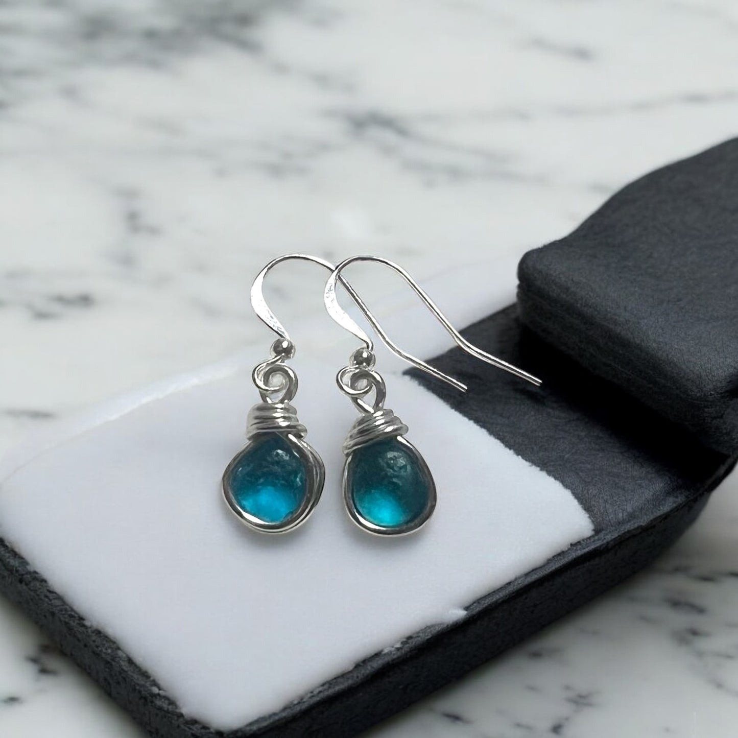 Small Dangly Seaham Sea Glass Earrings