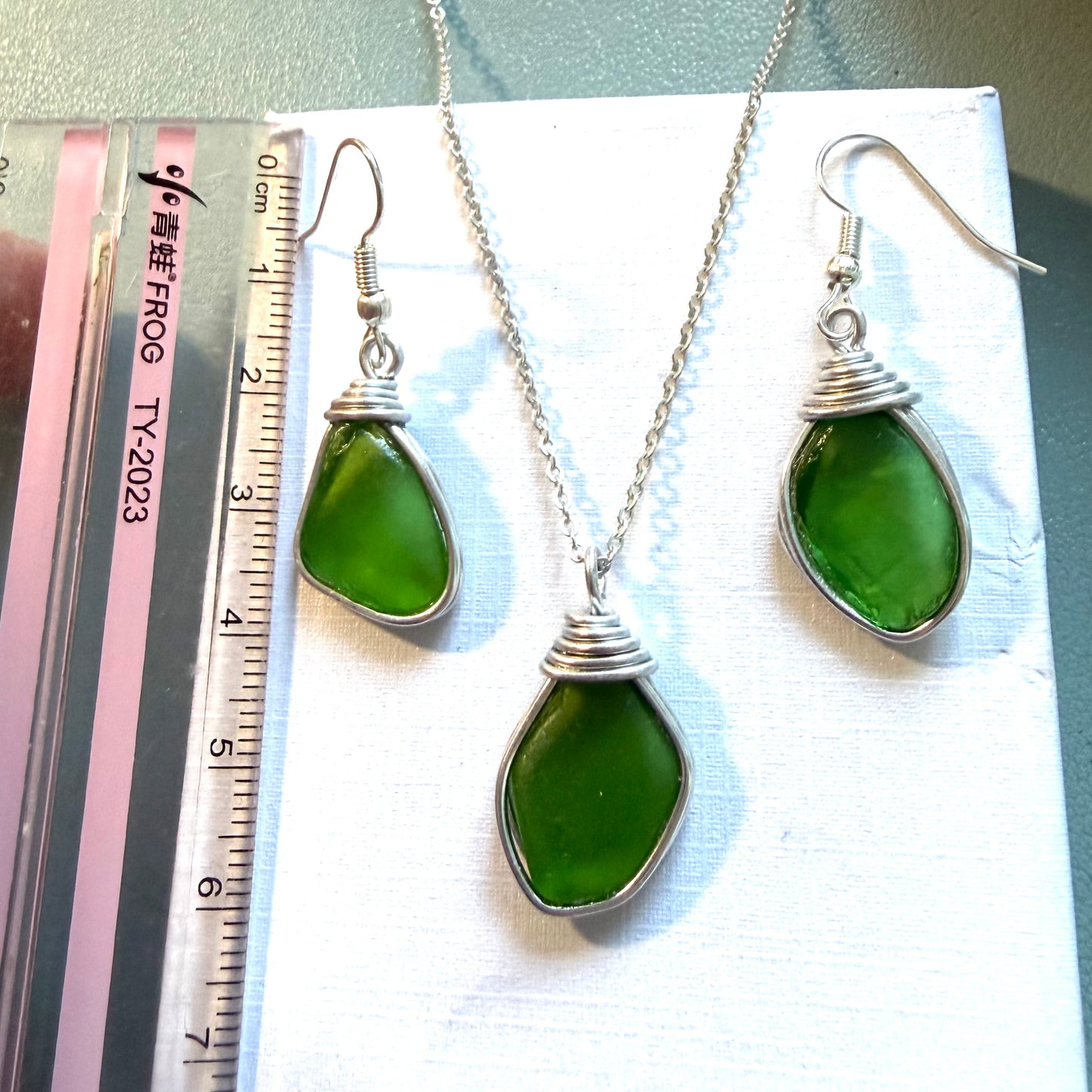 Green Devon Sea Glass Jewellery Set