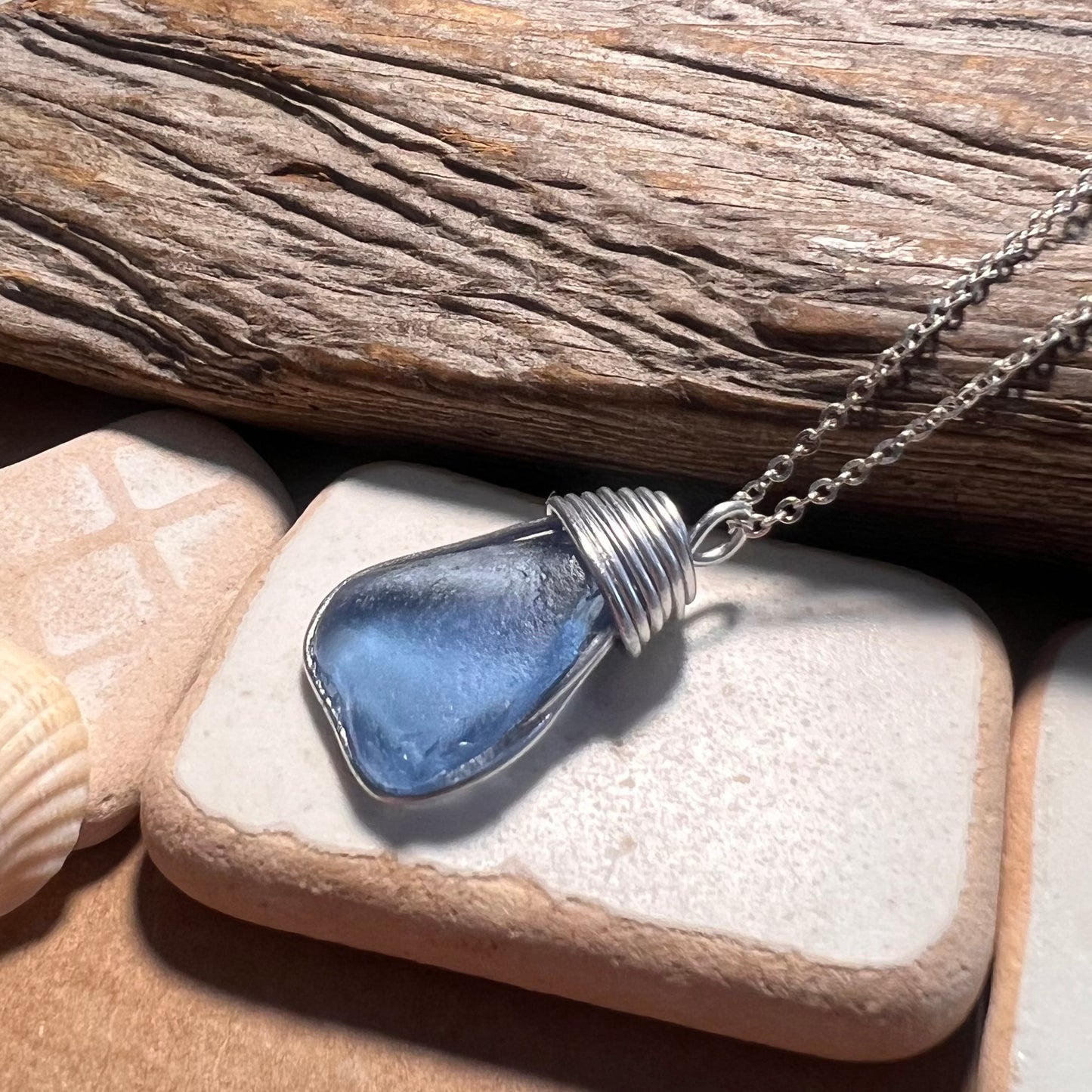 Kent Mid Blue Sea Glass Pendant