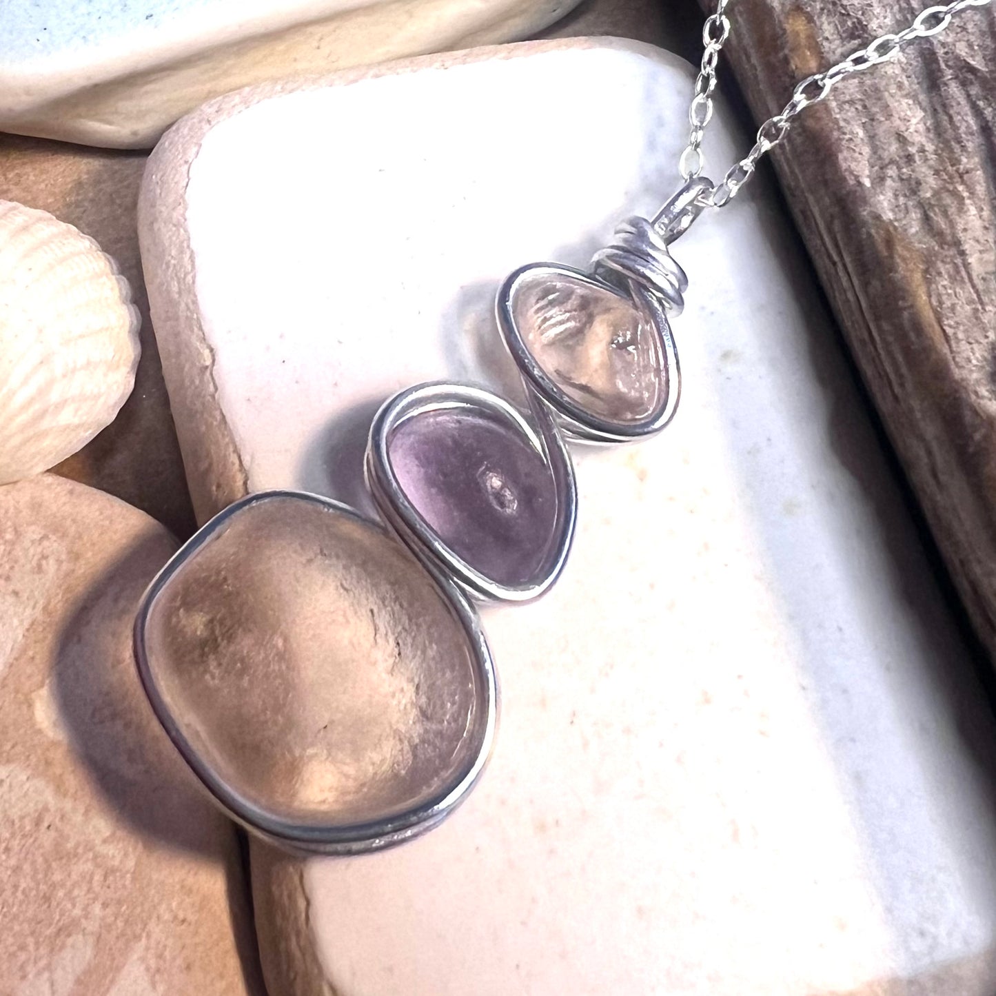 Three Piece Seaham Sea Glass Pendant