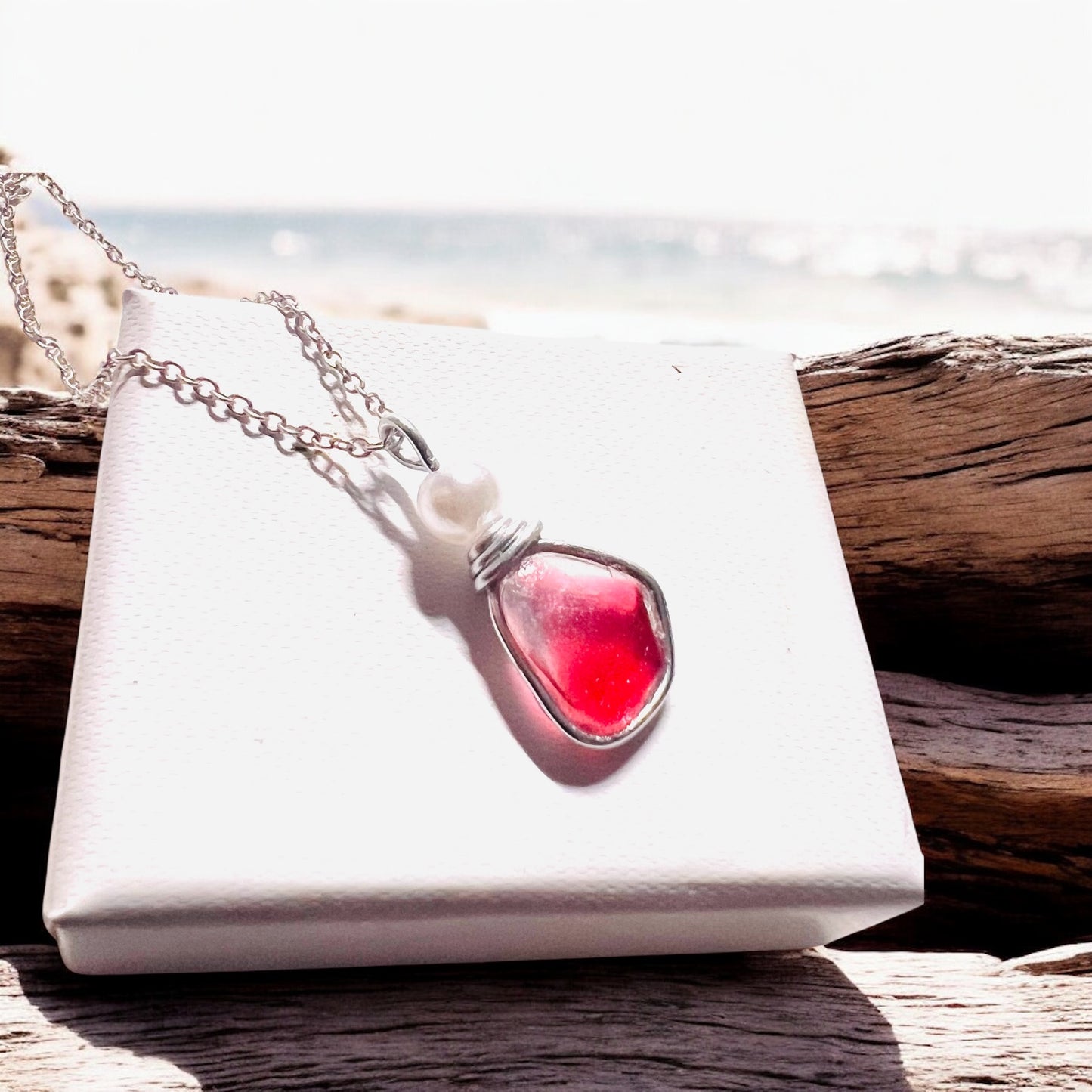 Canary Island Rare Pink Multi Sea Glass Pendant