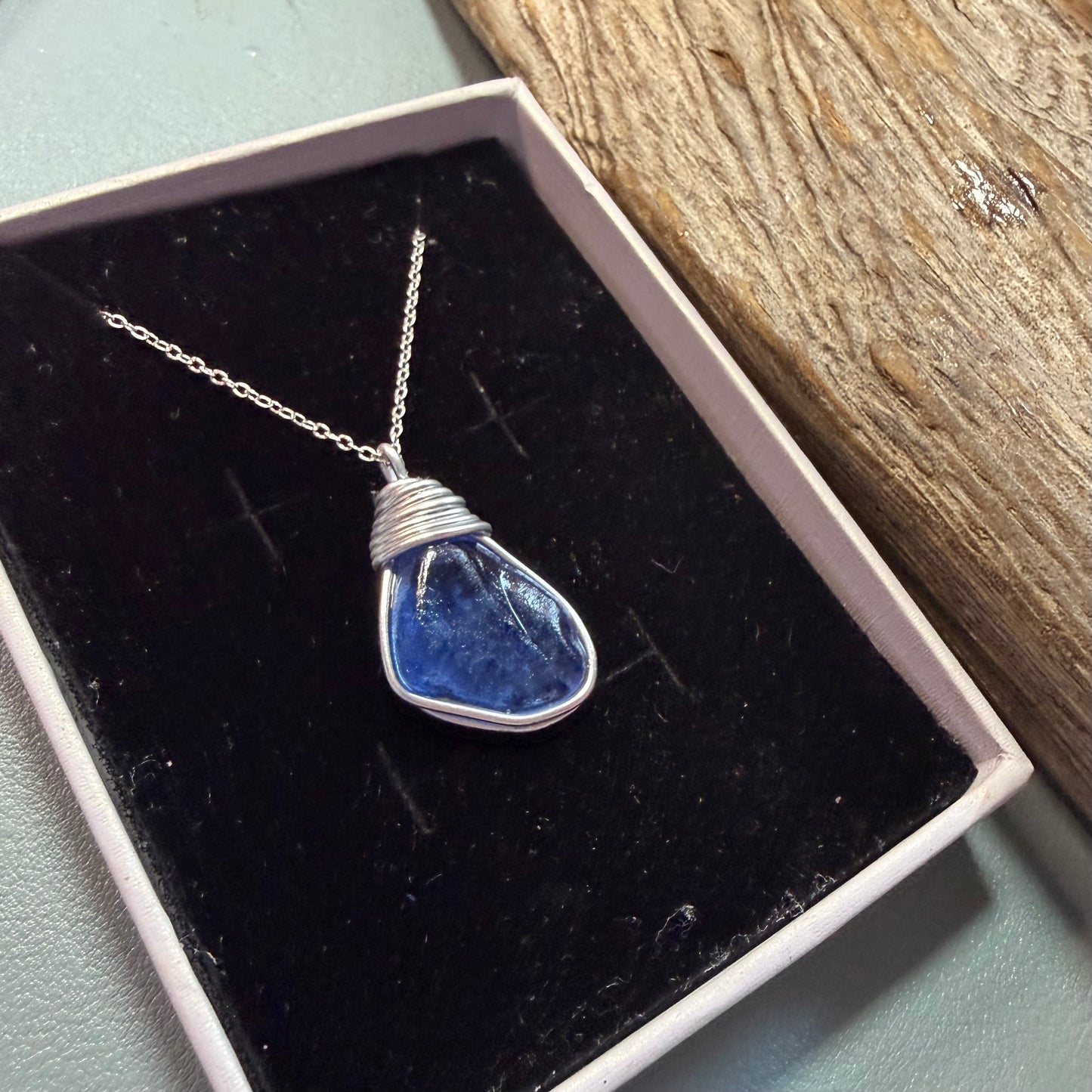 Mid Blue Seaham Sea Glass Pendant