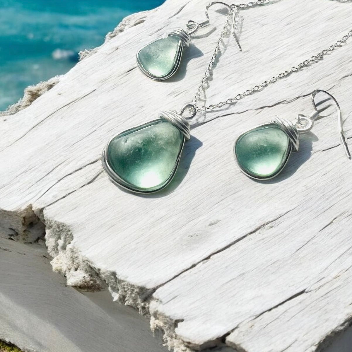 Aqua Seaham Sea Glass Jewellery Set