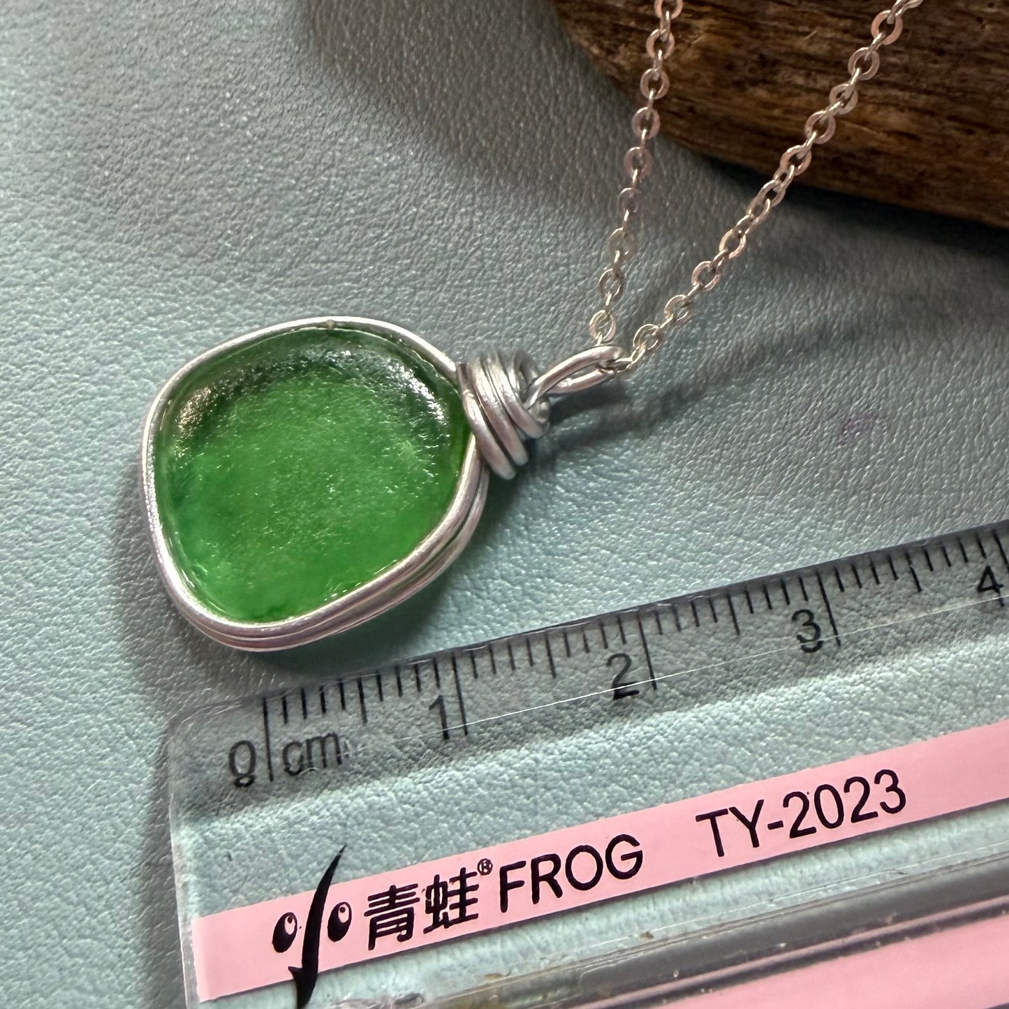 Bright Green Devon  Sea Glass Pendant