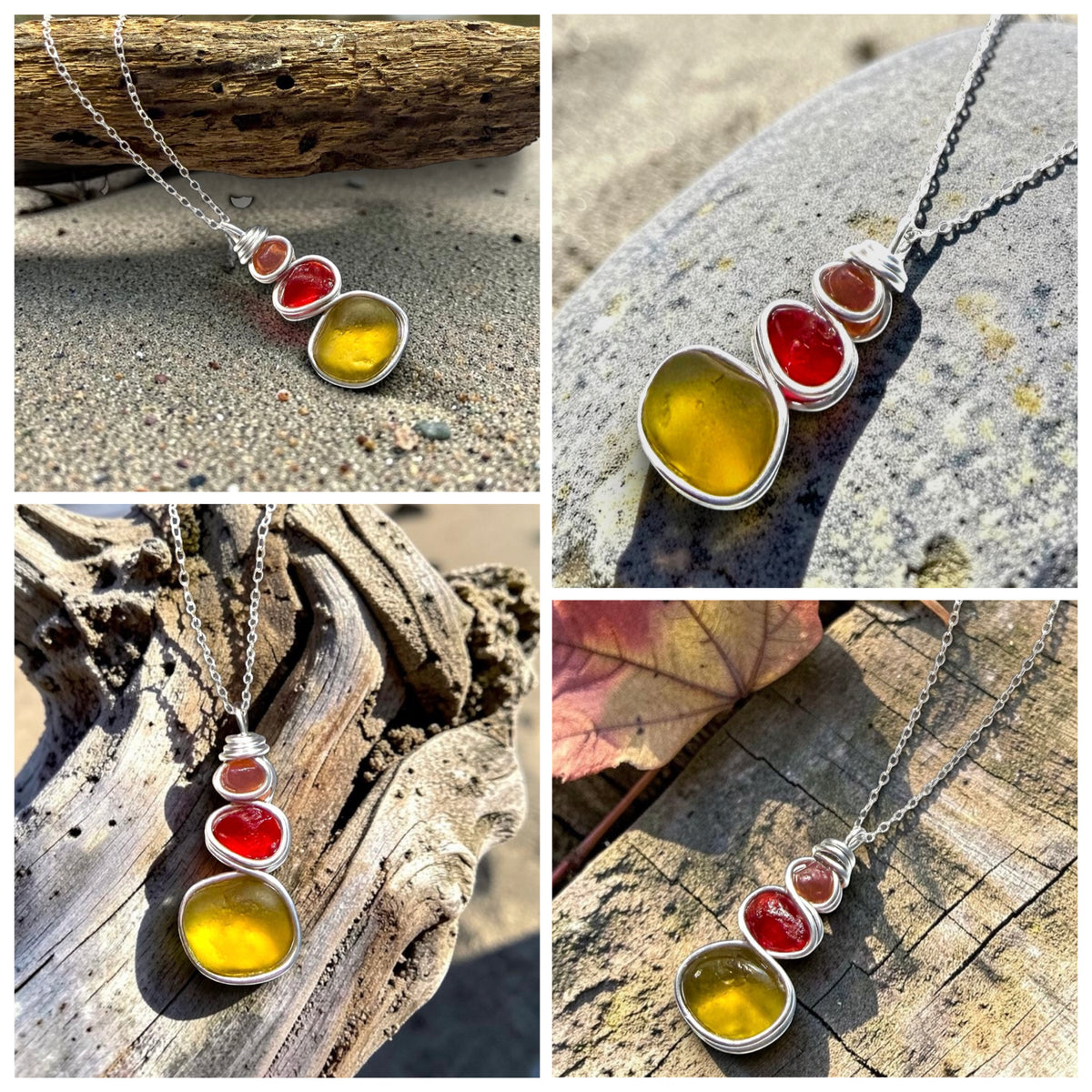 Three Piece Seaham Sea Glass Pendant