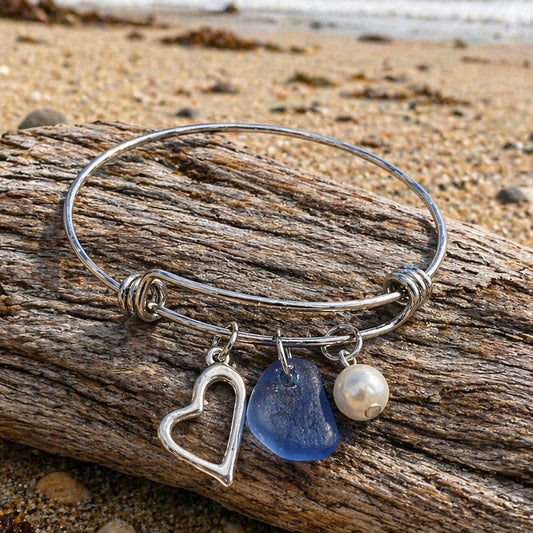 Seaham Sea Glass Heart Charm Bracelet
