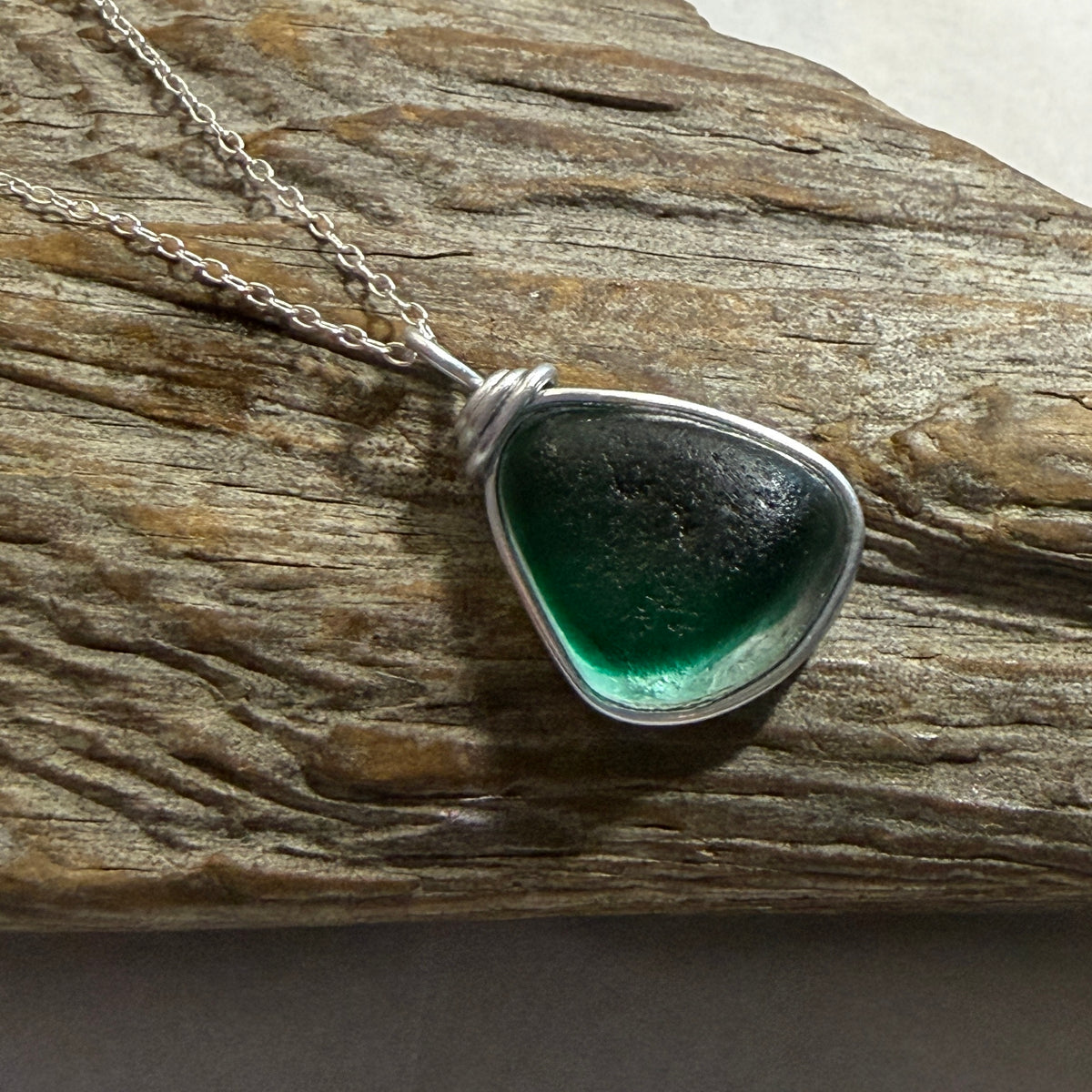 Large Turquoise Green Seaham Sea Glass Multi Pendant