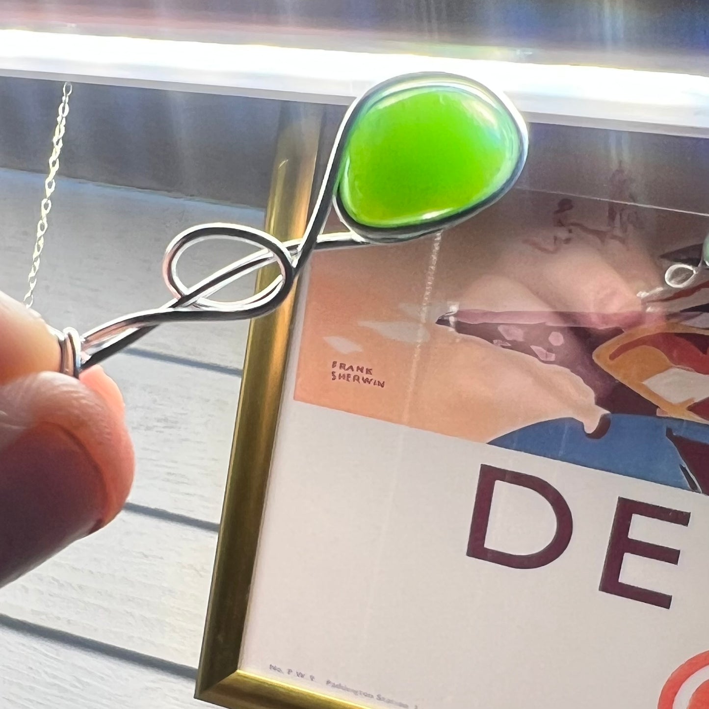 Rare Green UV Reactive Seaham Sea Glass Pendant