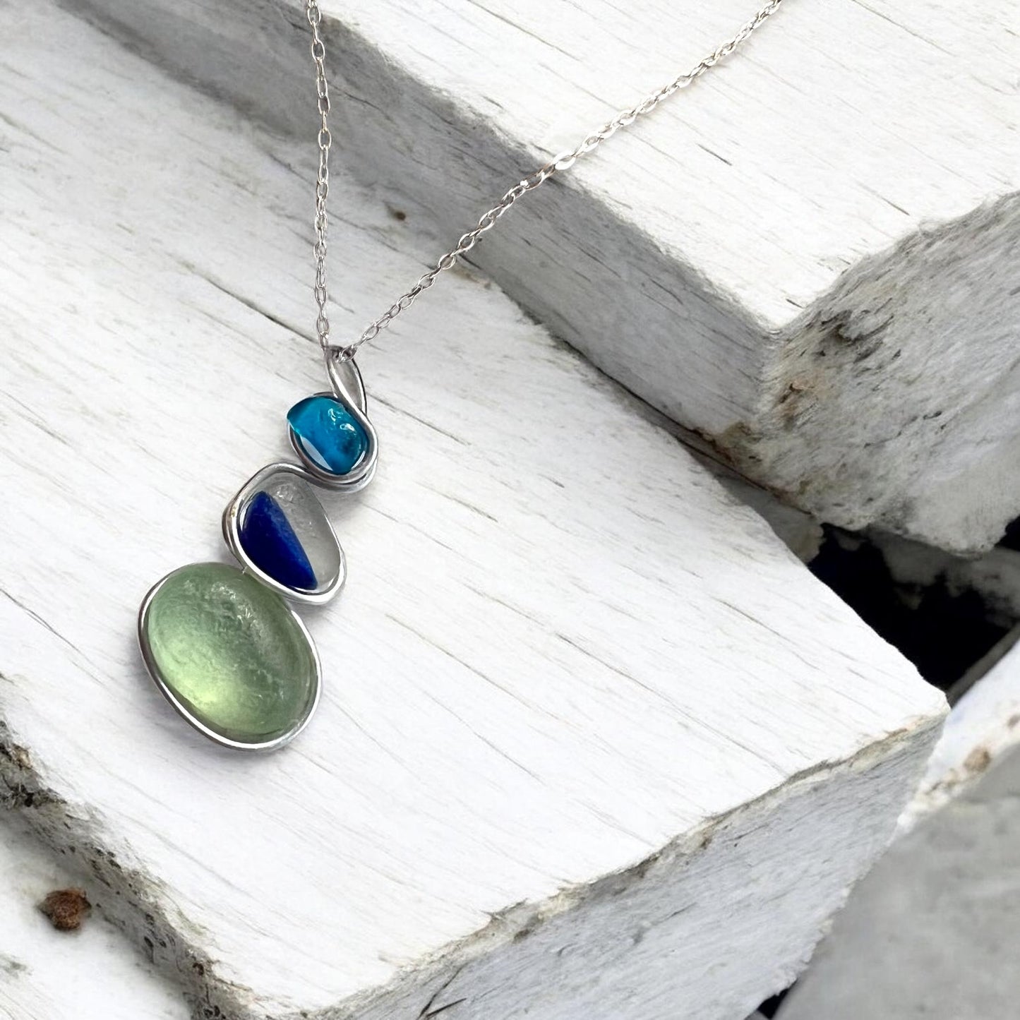 Three Piece Seaham Sea Glass Pendant