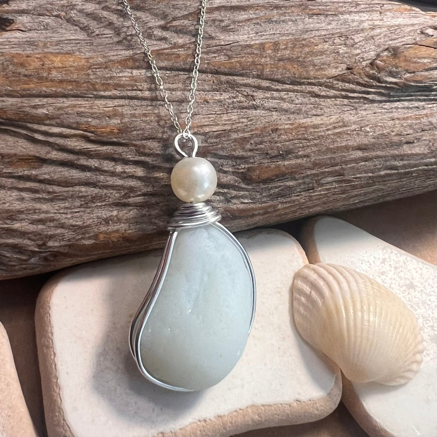 Rare Large Opalescent Seaham Sea Glass Pendant