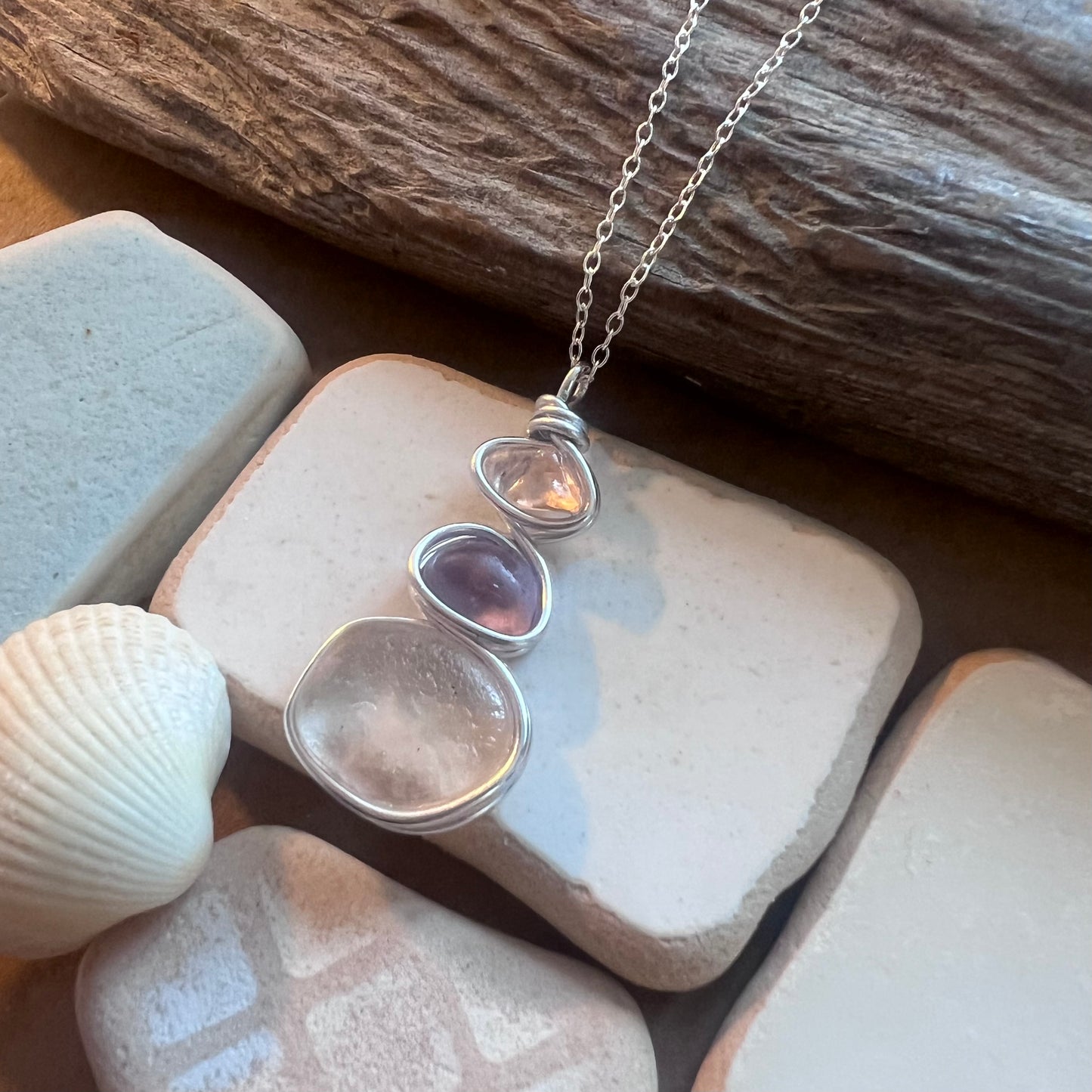 Three Piece Seaham Sea Glass Pendant