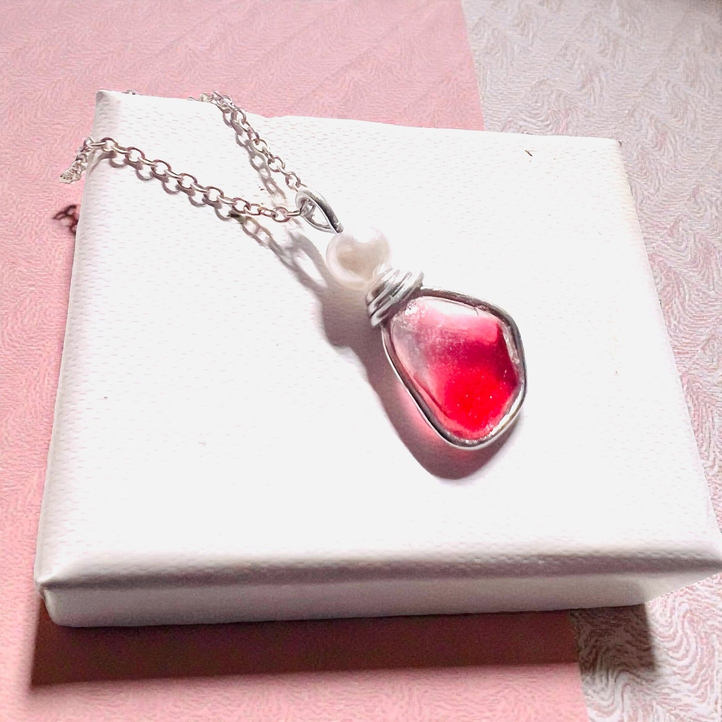 Canary Island Rare Pink Multi Sea Glass Pendant