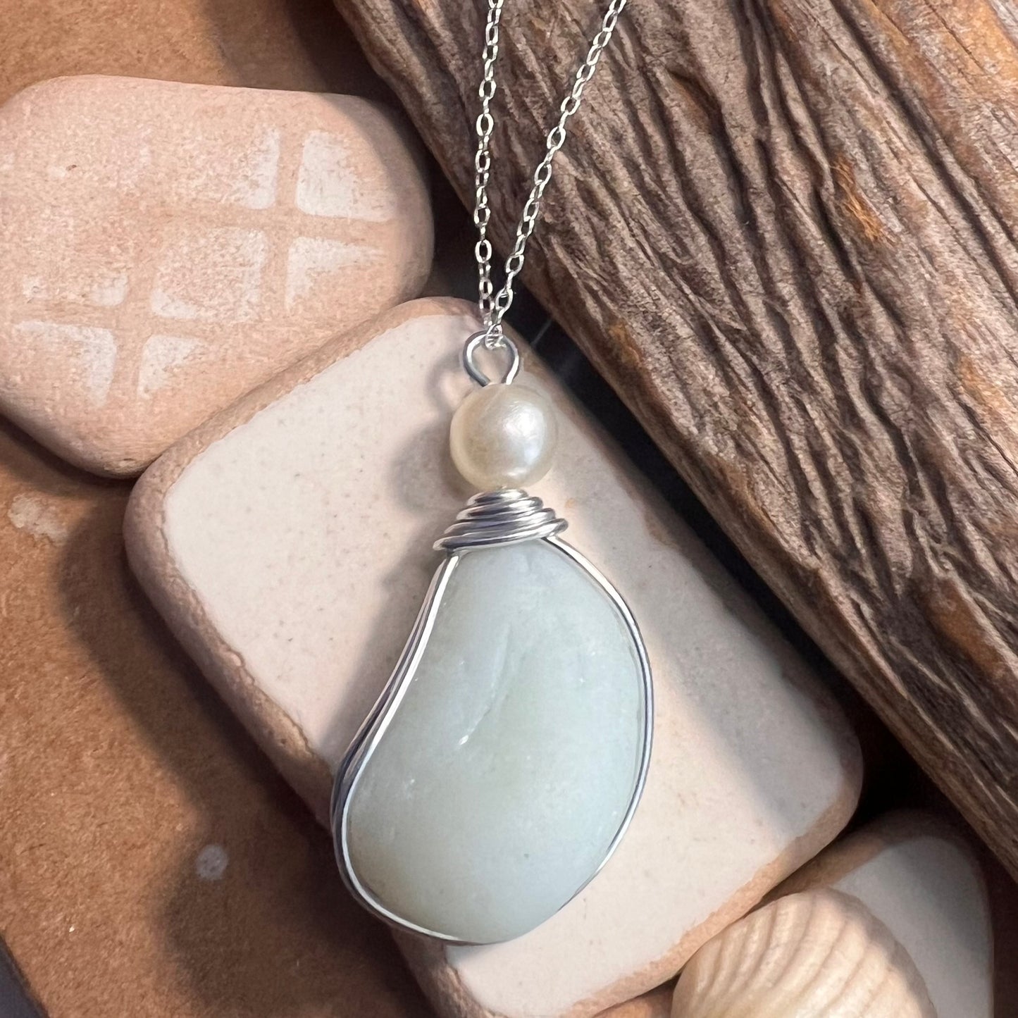 Rare Large Opalescent Seaham Sea Glass Pendant