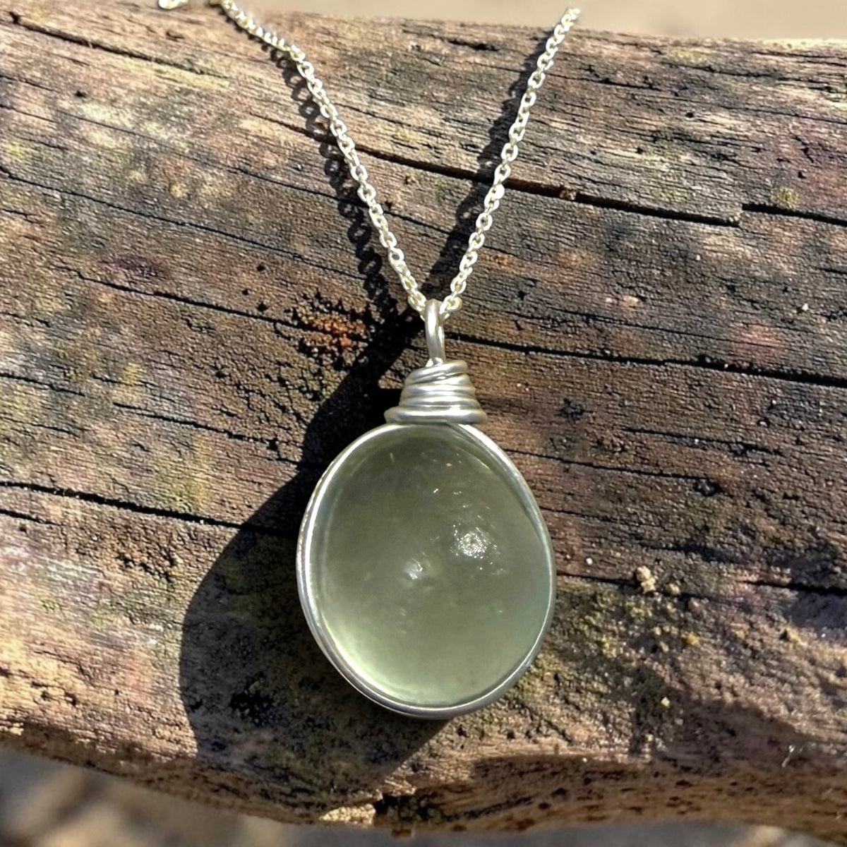 Pale Green Seaham Sea Glass Pendant