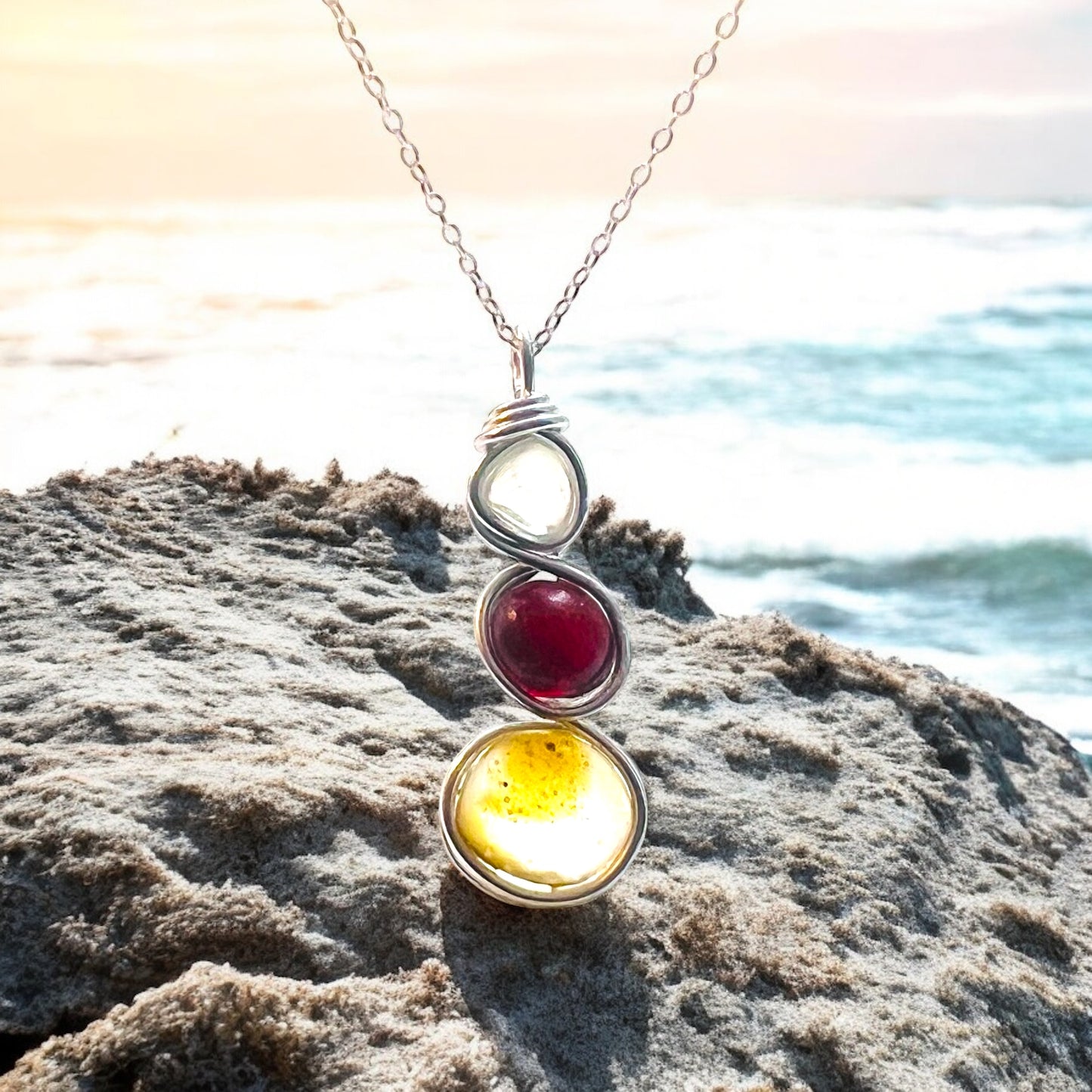 Three Piece Seaham Sea Glass Pendant