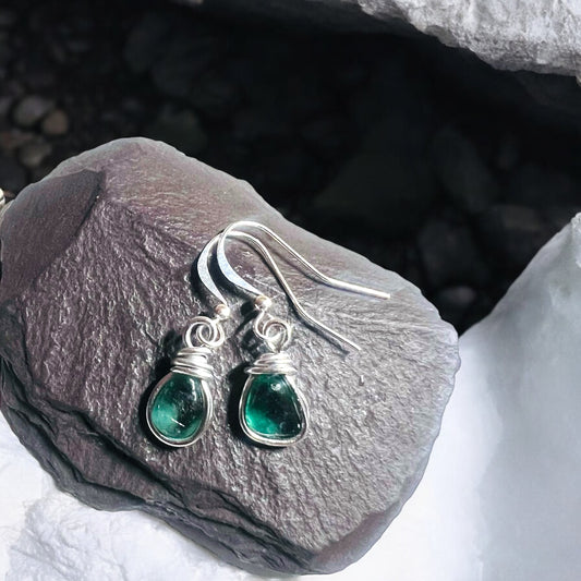 Small Dangly Seaham Sea Glass Earrings