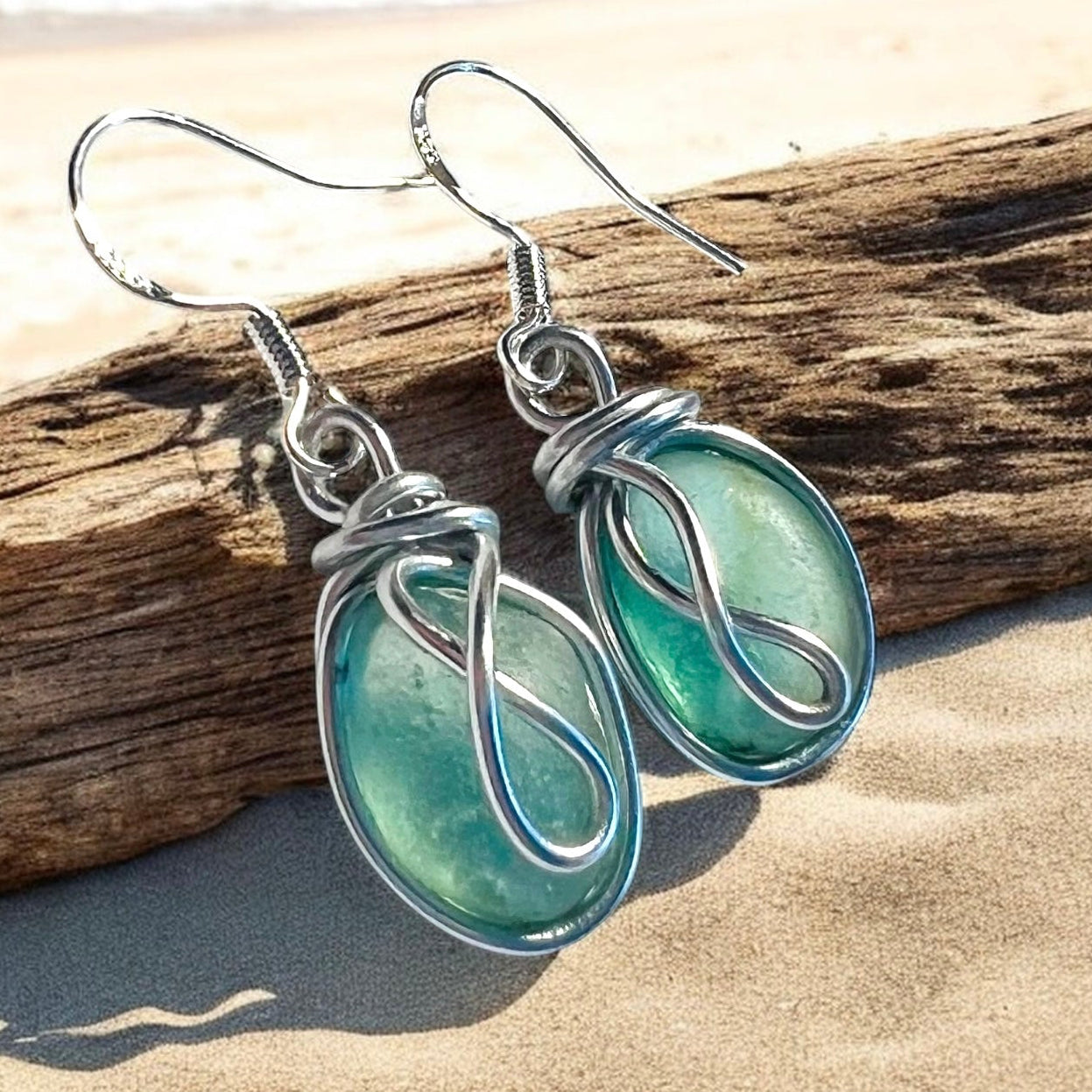 Turquoise Seaham Sea Glass Earrings
