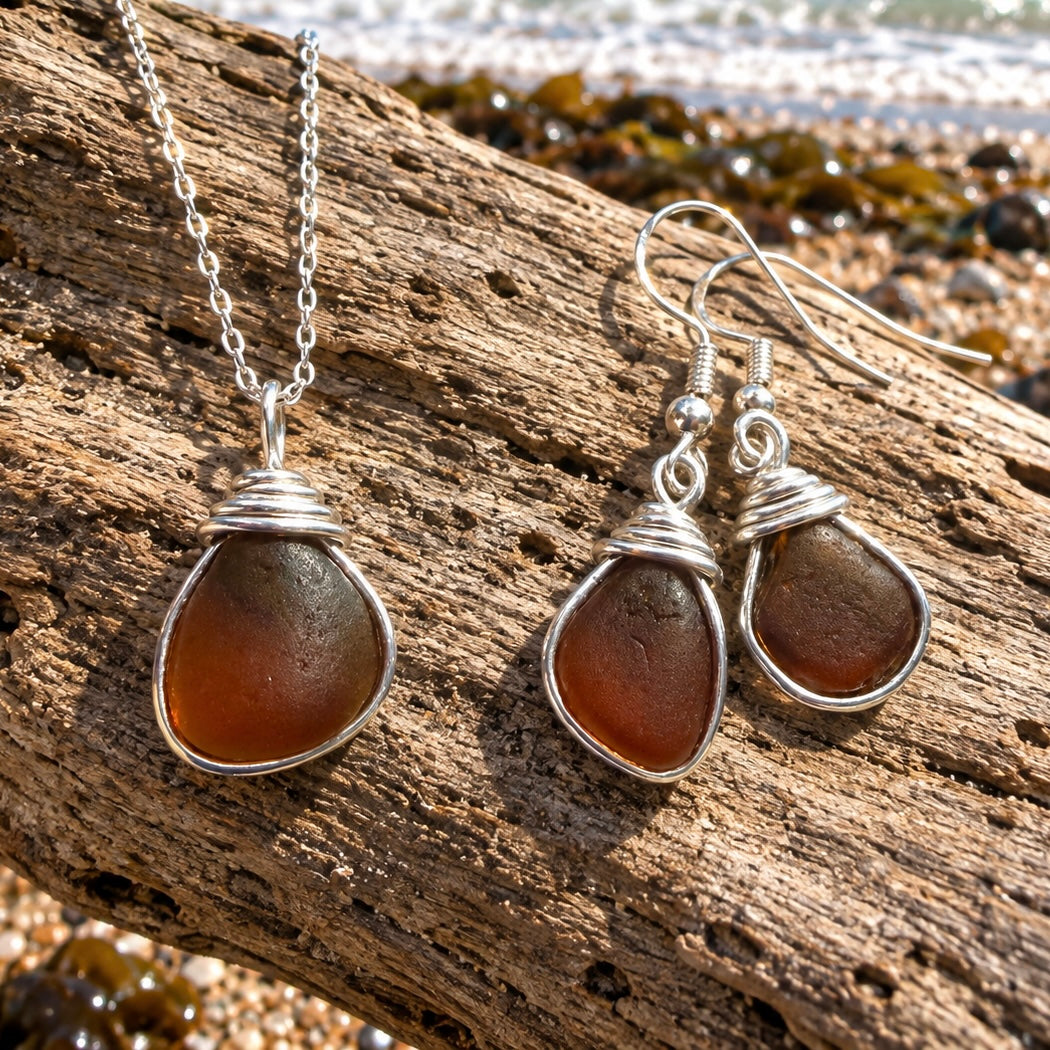 Amber Brown Seaham Sea Glass Jewellery