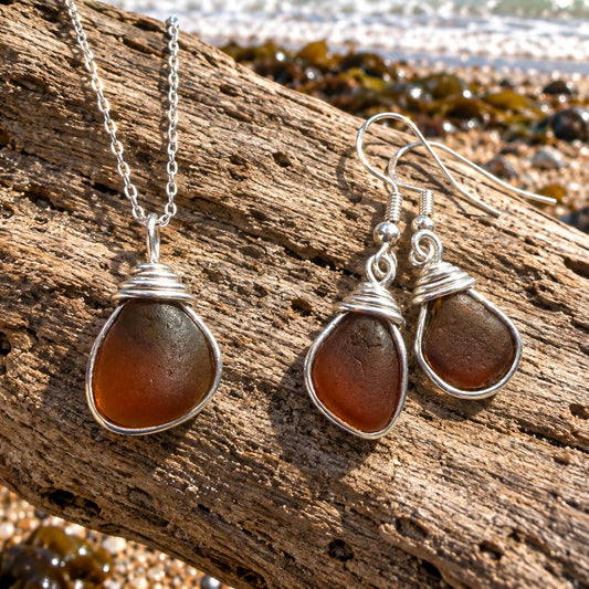 Amber Brown Seaham Sea Glass Jewellery