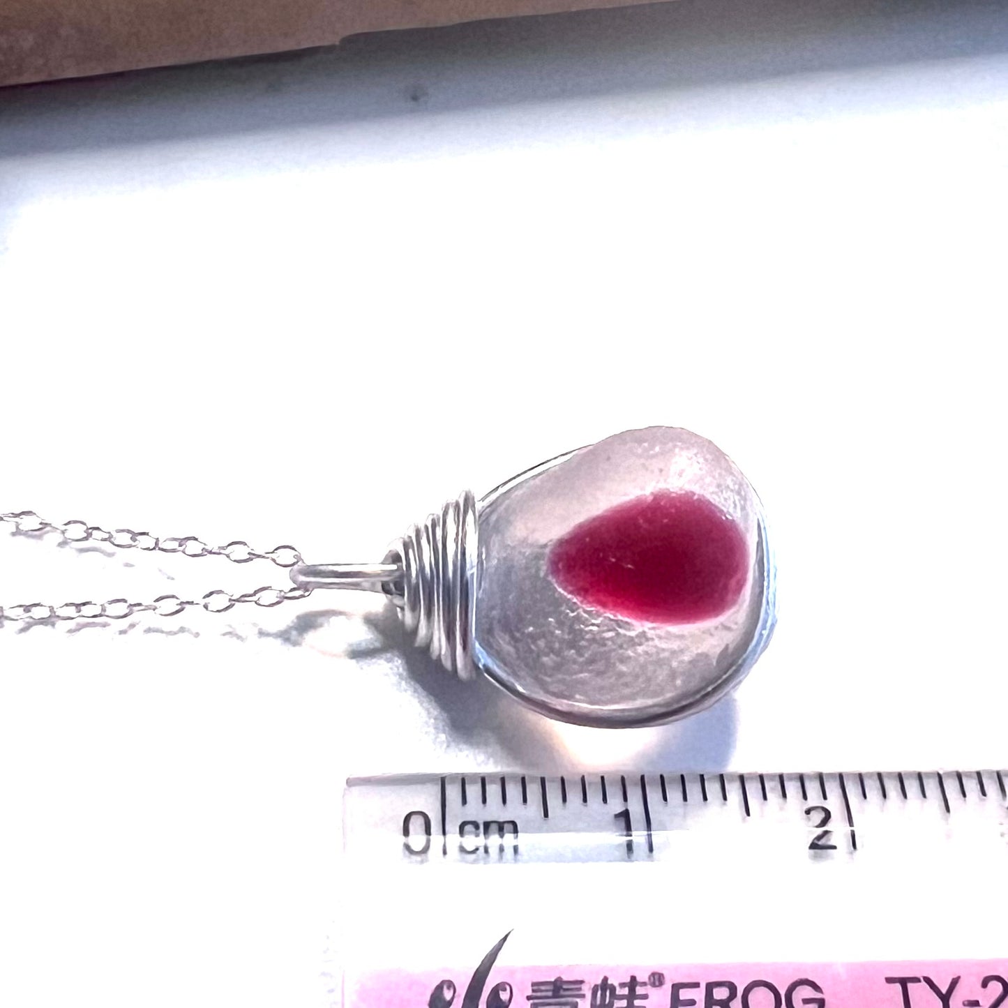 Large Pink & White Seaham Sea Glass Multi Pendant
