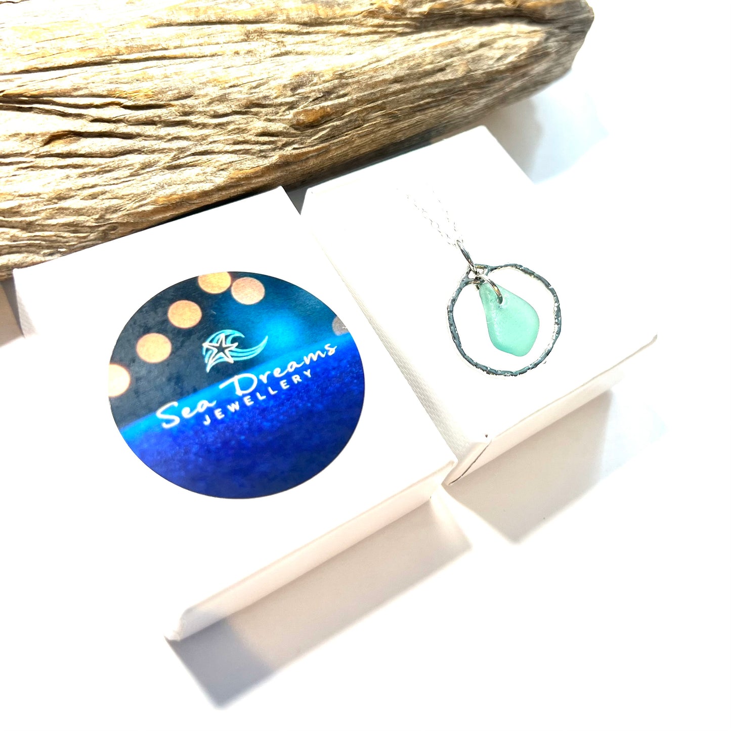 Seaham Sea Glass Turquoise Shade Frame Pendant