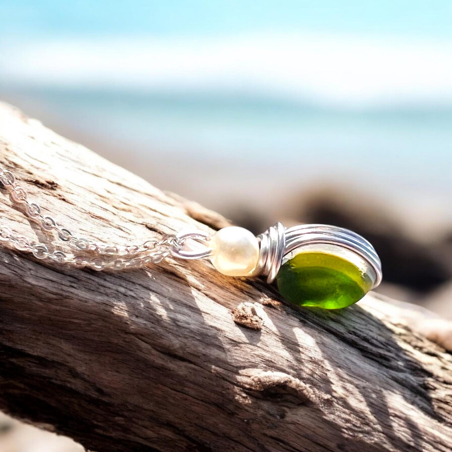 Green Seaham Sea Glass Multi Pendant