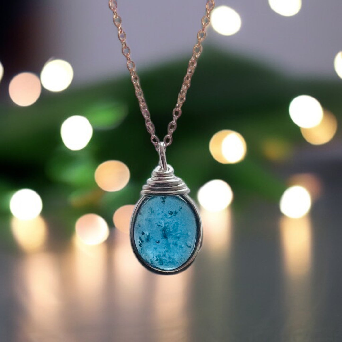 Mid Blue Seaham Sea Glass Pendant