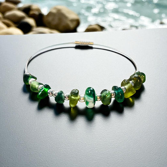 Seaham Sea Glass Mixed Greens Bangle