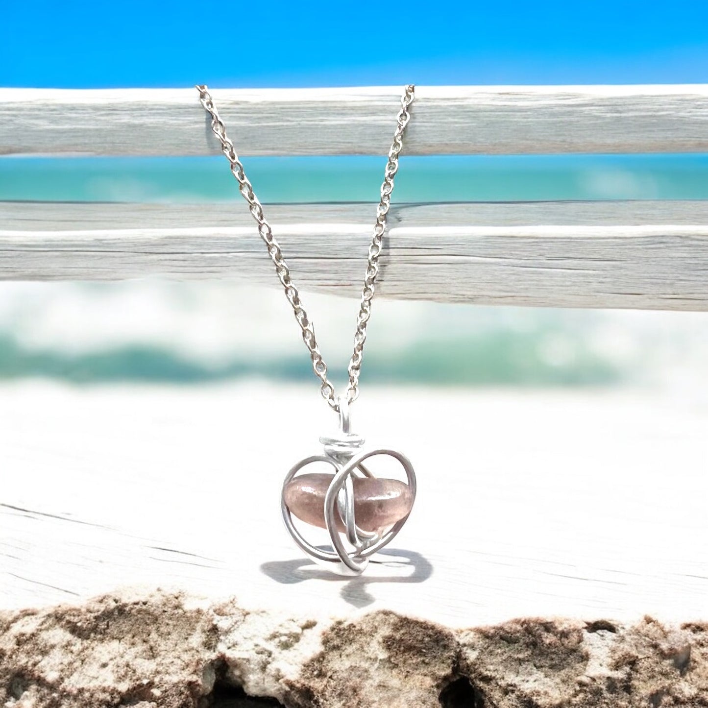Dusky Pale Pink Seaham Sea Glass Pendant
