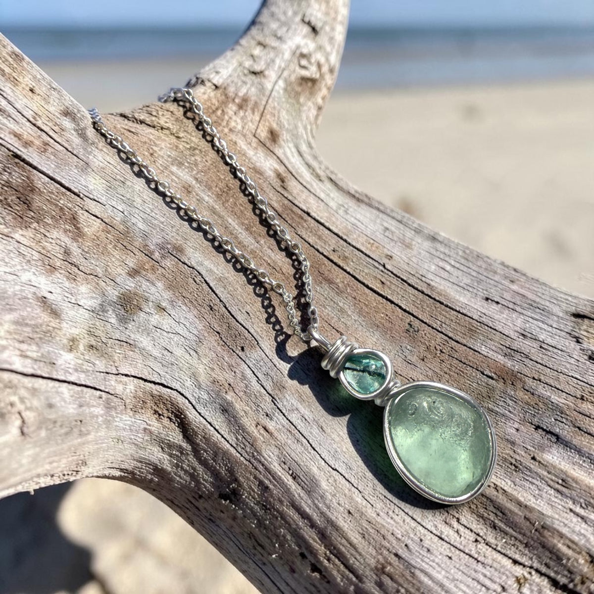 Pale Green Seaham Sea Glass Pendant