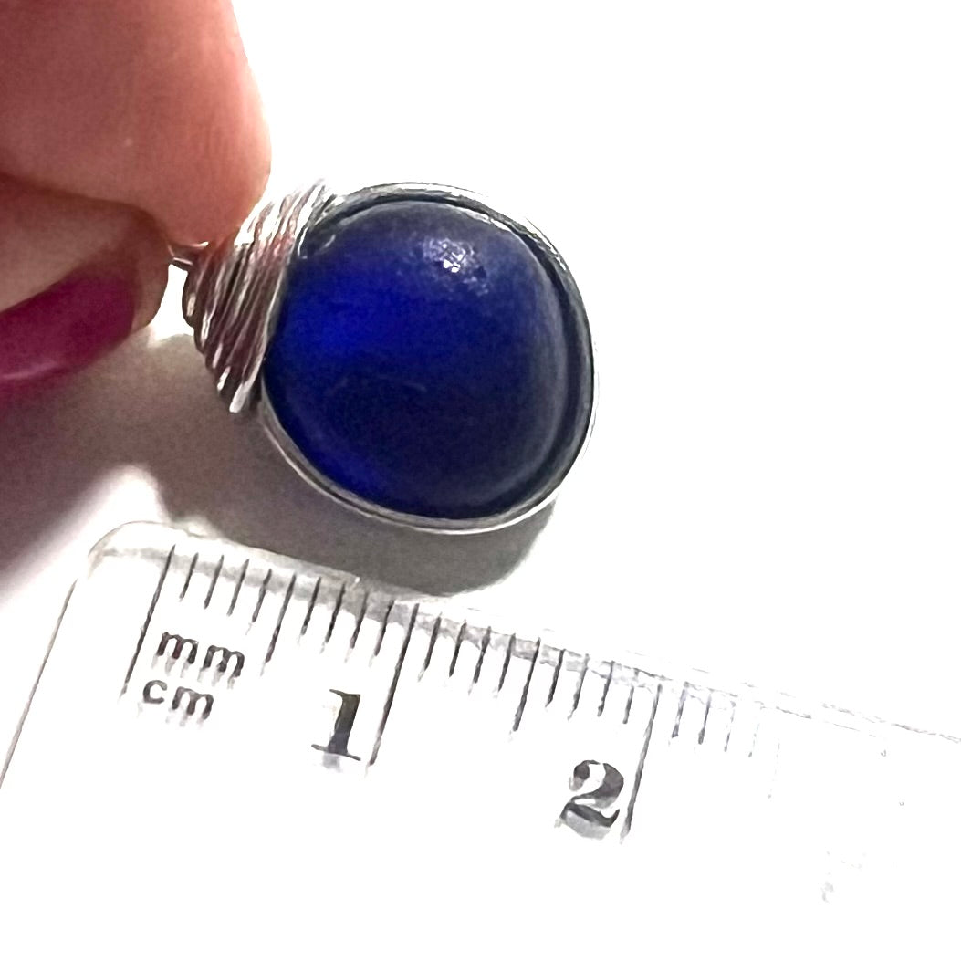 Deep Blue Seaham Sea Glass Pendant
