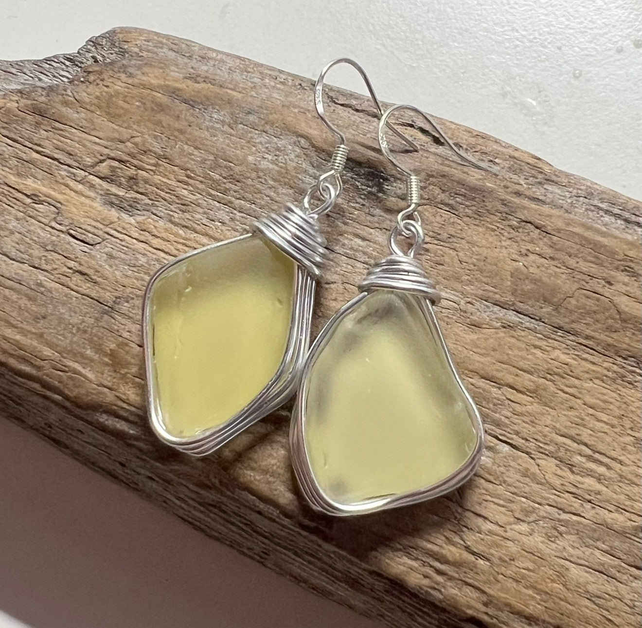 Canary Island Rare Large Yellow Sea Glass Earrings