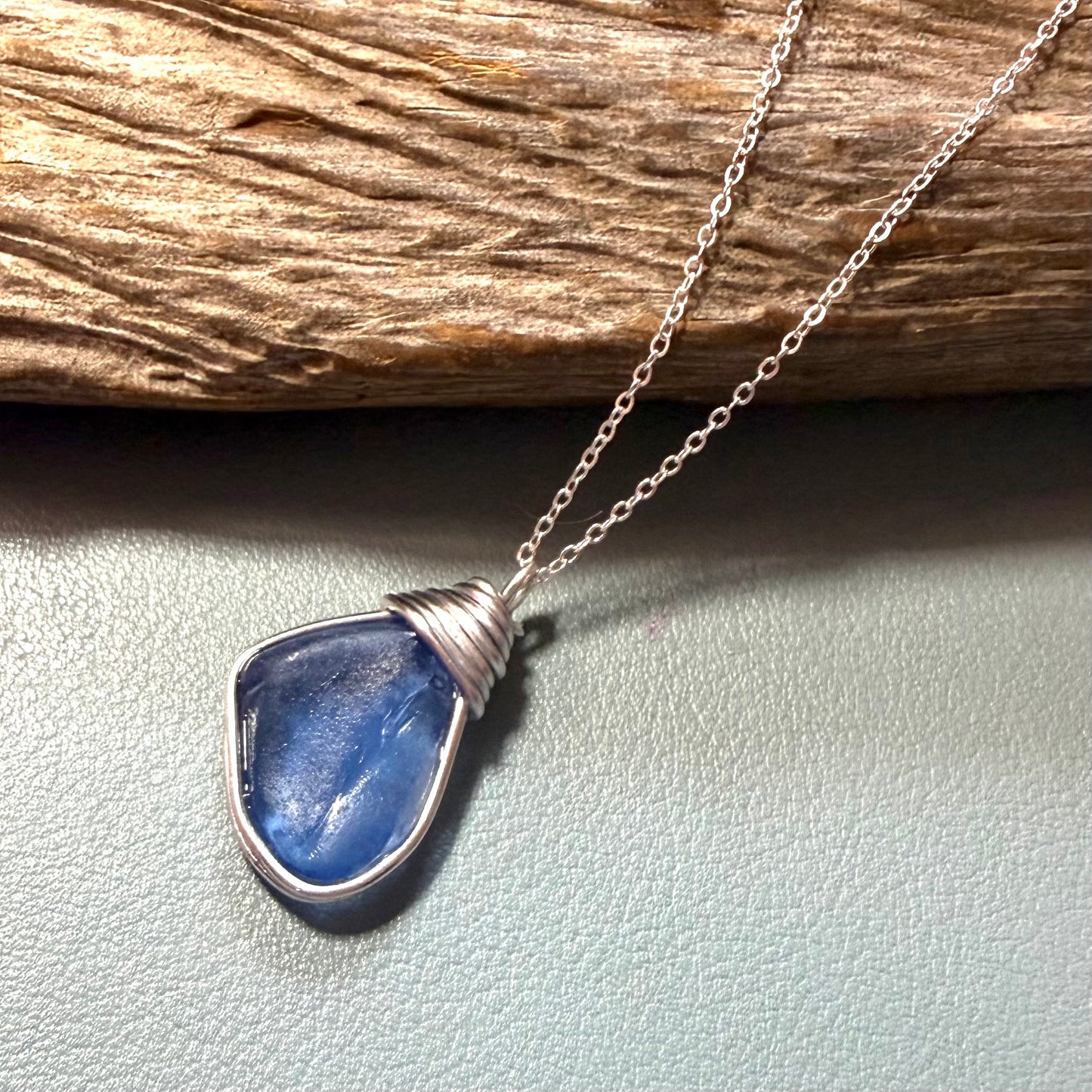Mid Blue Seaham Sea Glass Pendant