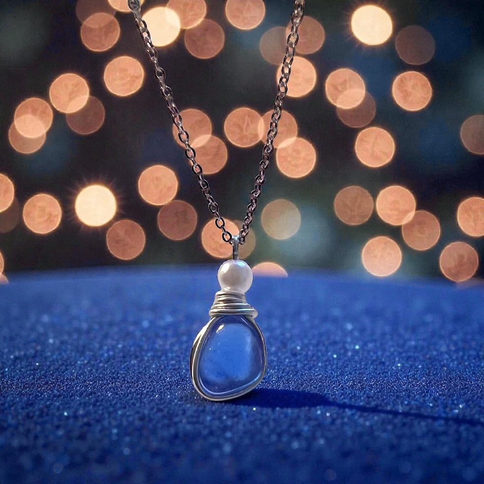Mid Blue Kent Sea Glass Pendant