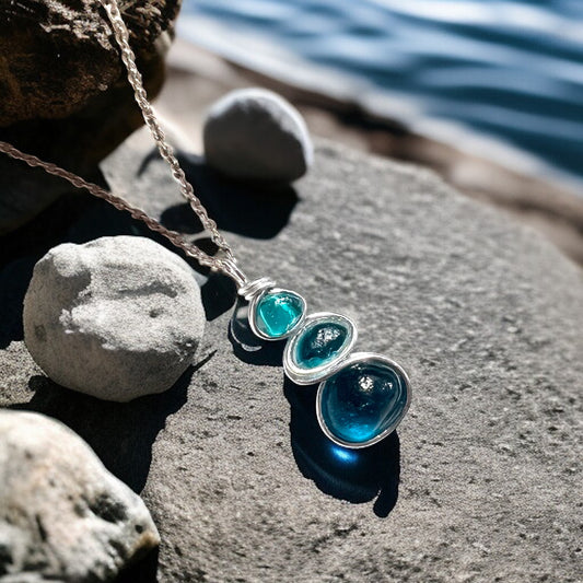 Rare Turquoise Seaham Sea Glass Pendant