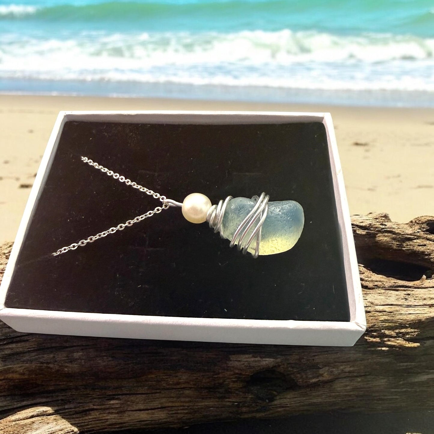 Rare Large Opalescent Seaham Sea Glass Pendant