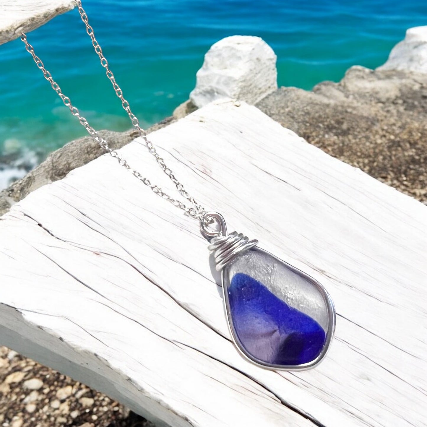 Very Rare Large Seaham Sea Glass Multi Pendant