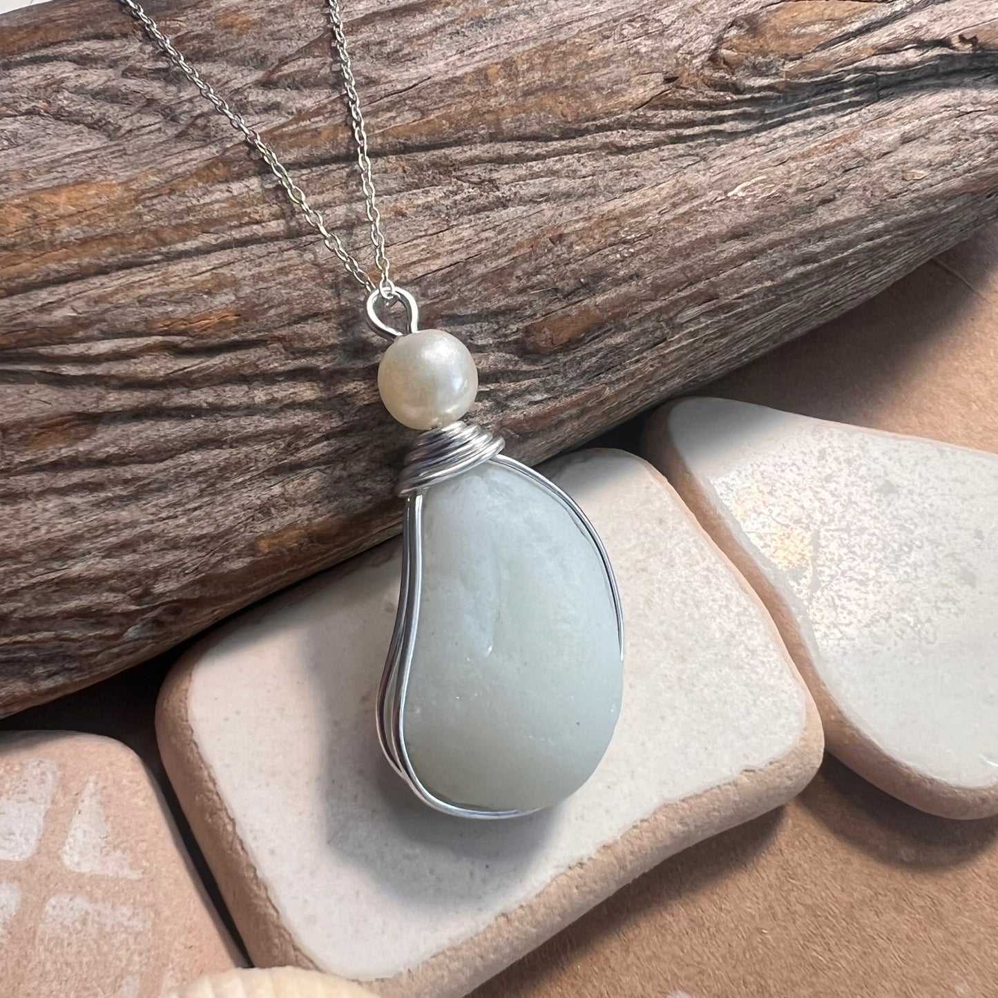 Rare Large Opalescent Seaham Sea Glass Pendant