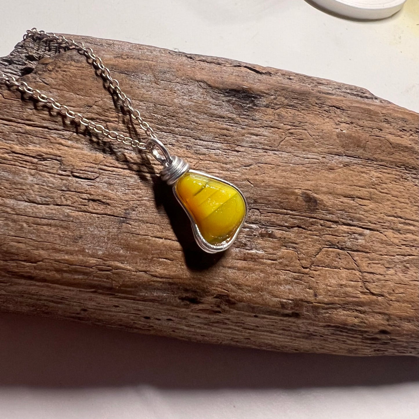 Canary Island Rare Yellow Sea Glass Pendant