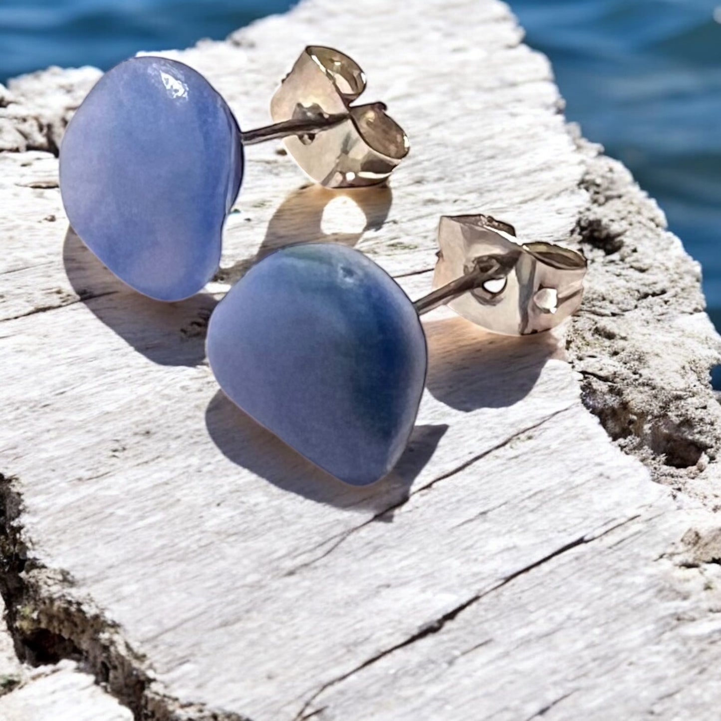 Kent Milky Sea Glass Stud Earrings