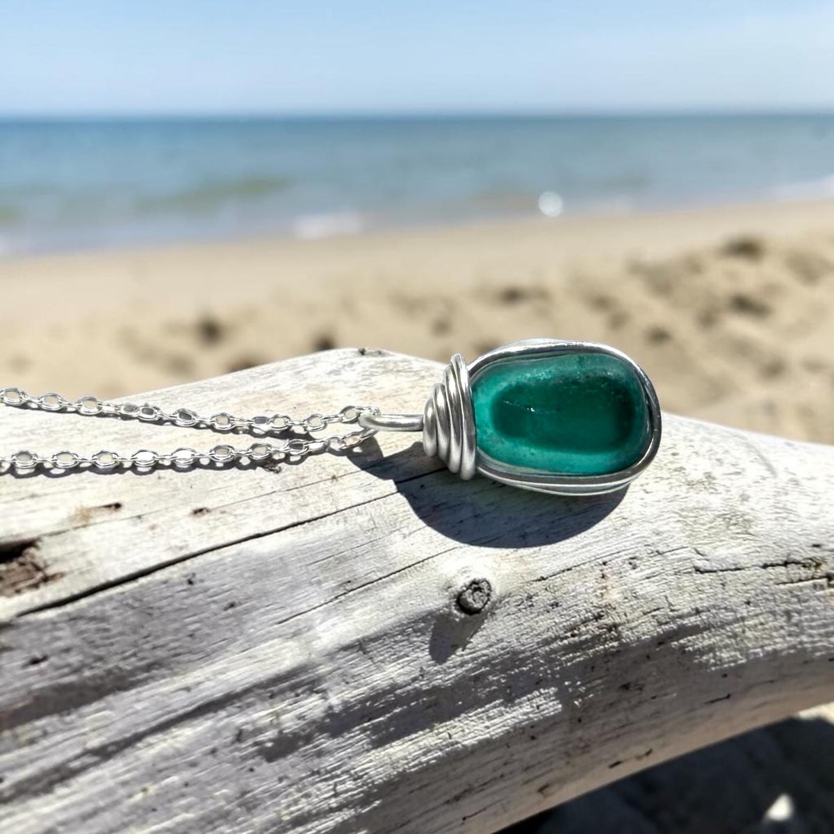 Stunning Rare Turquoise Seaham Sea Glass Multi Pendant
