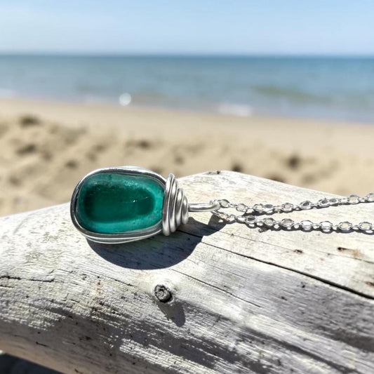 Stunning Rare Turquoise Seaham Sea Glass Multi Pendant