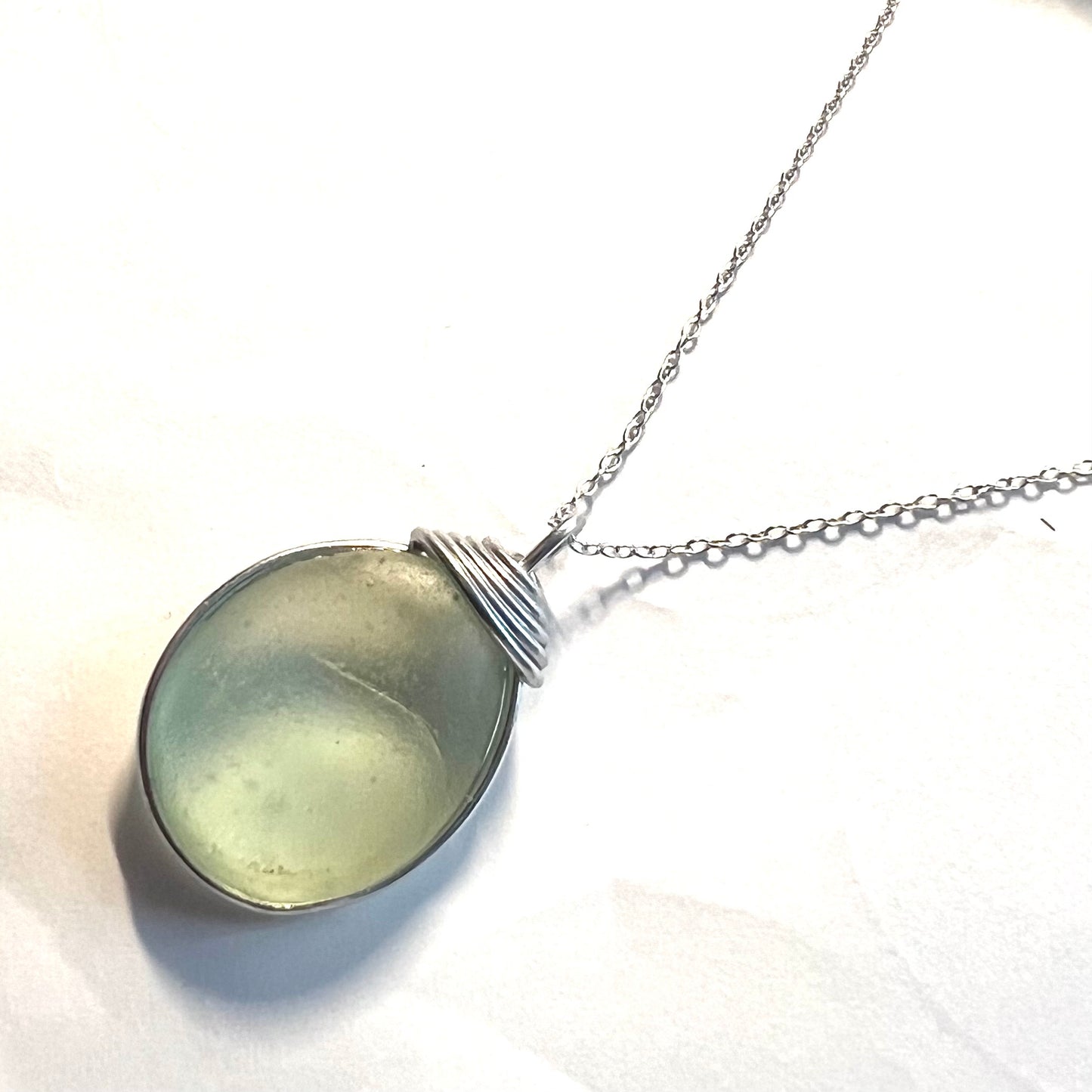 Pale Green Seaham Sea Glass Pendant