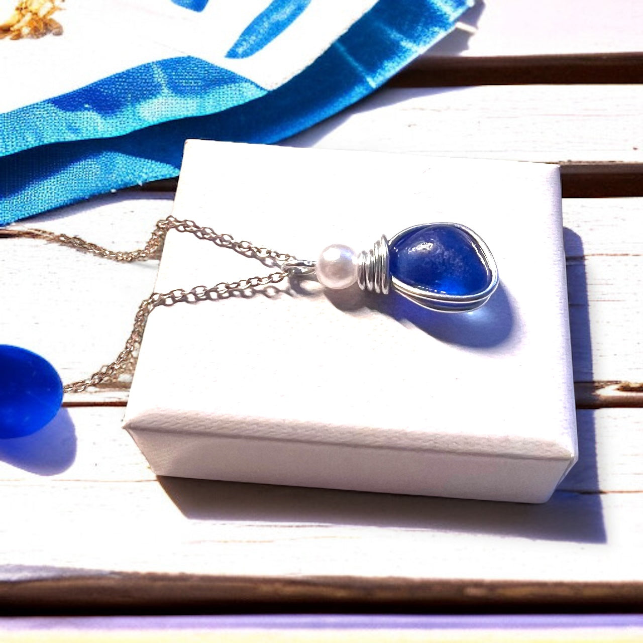 Mid Blue Kent Sea Glass Pendant