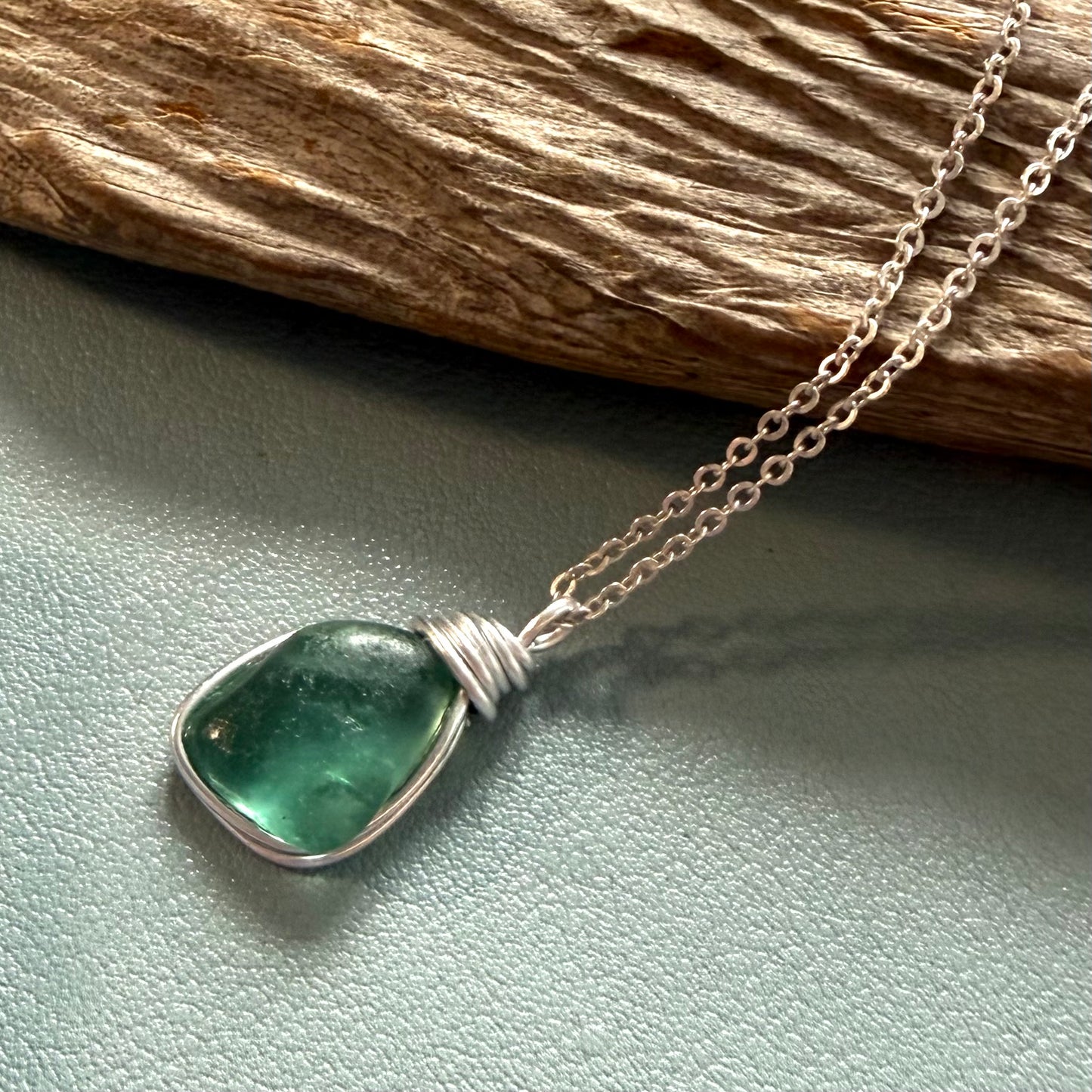 Turquoise Seaham Sea Glass Pendant