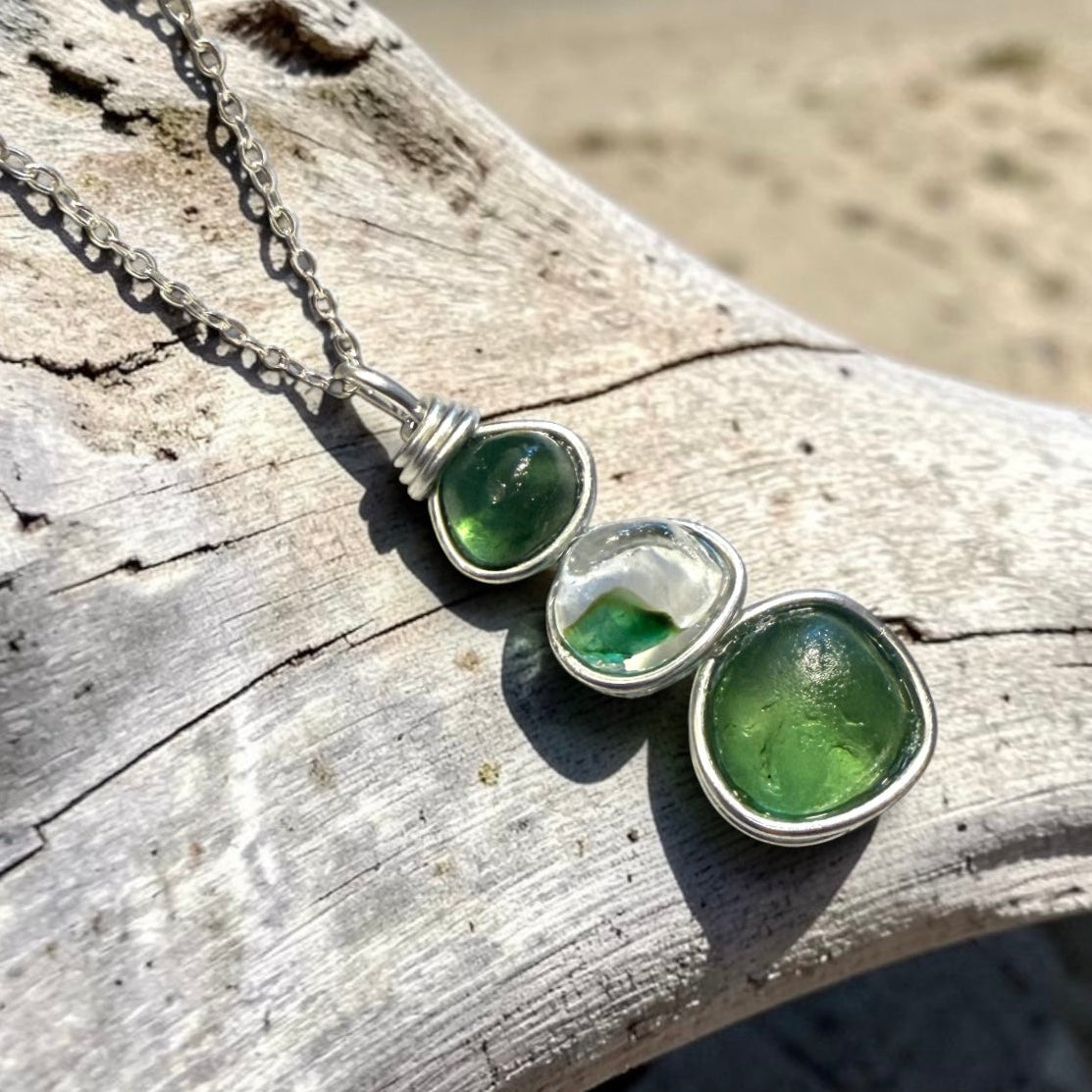 Three Piece Seaham Sea Glass Pendant