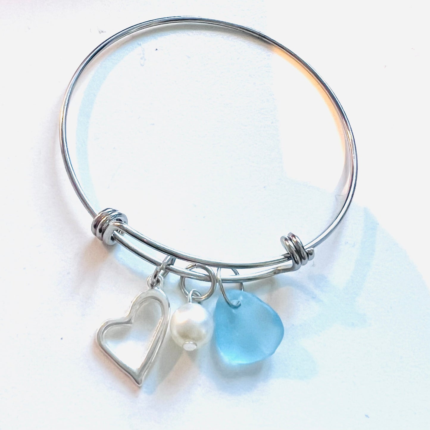 Seaham Sea Glass Heart Charm Bracelet