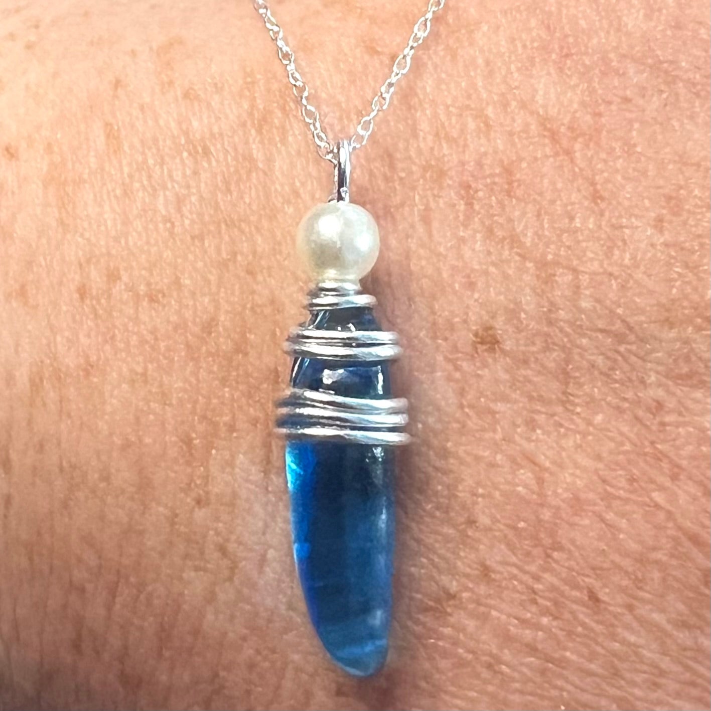 Mid Blue Seaham Sea Glass Pendant